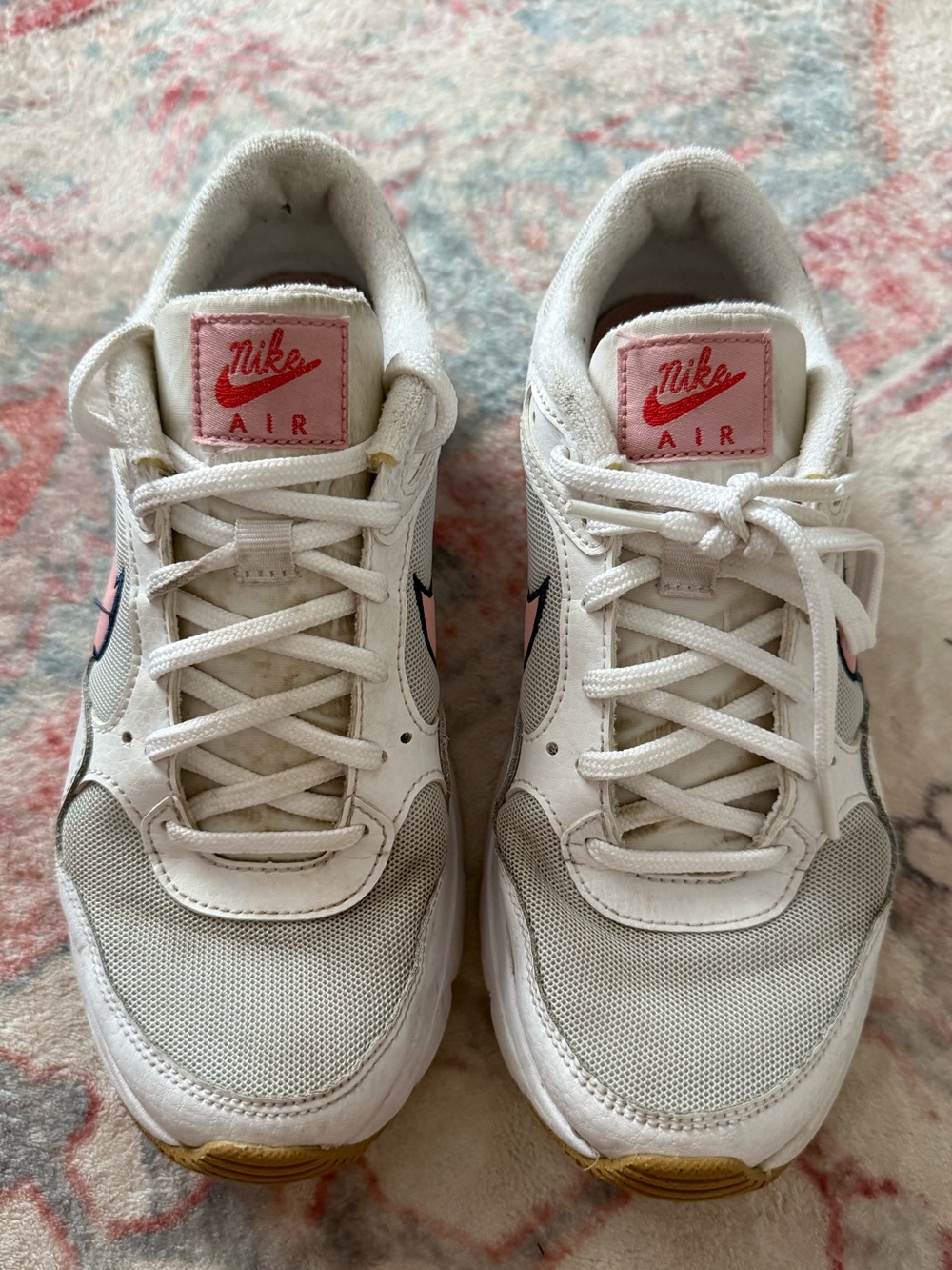 Nike Air White Sneakers with Pink Logo Accents